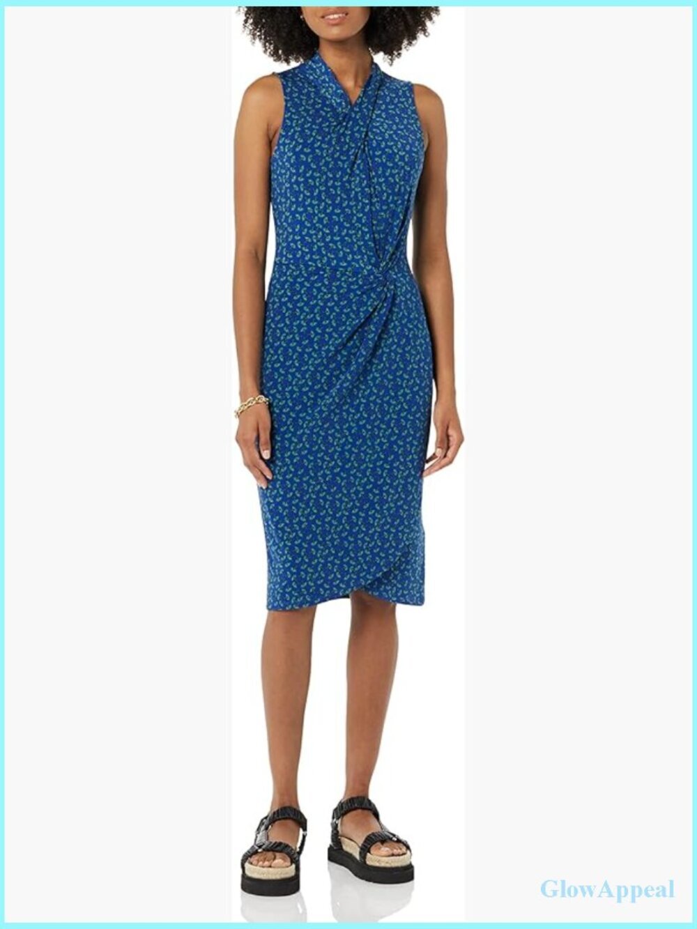 Women's Sleeveless Faux Wrap Dress Crossover Twist Neck